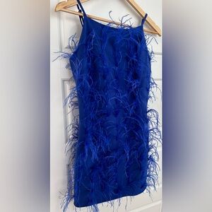 Cici Feather Embellished Mini Dress - Royal